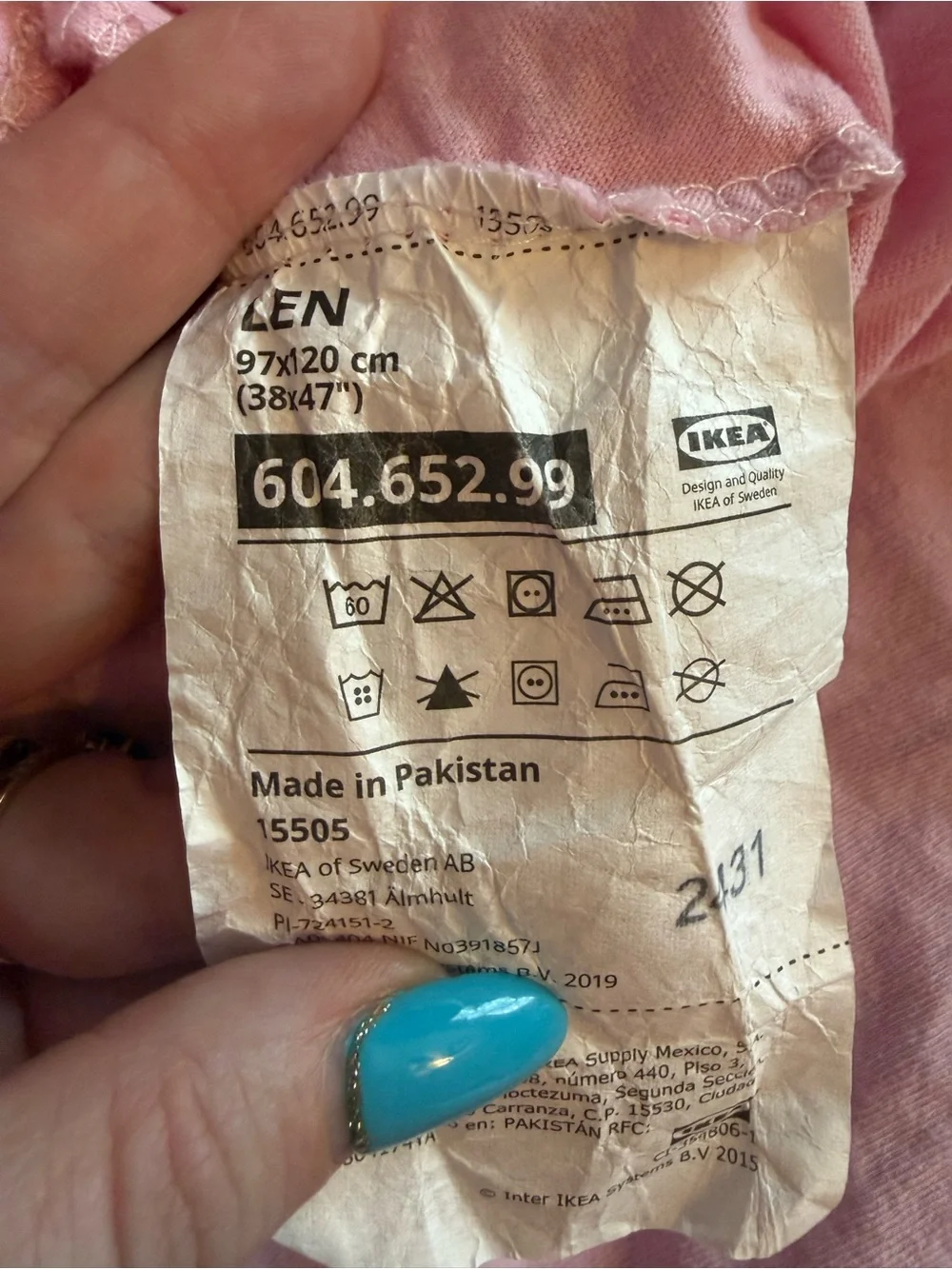 IKEA LEN Pink sheets 38x47